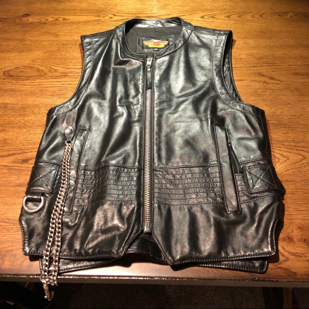 Harley Davidson motorcycle vest with wallet chain